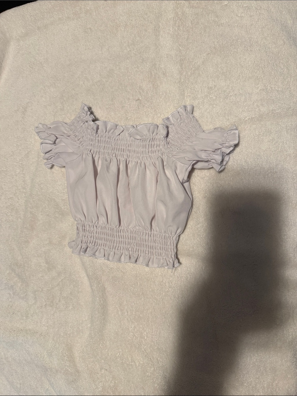 Girls Smocked Off-Shoulder Ruffle Crop Top - Light Lavender